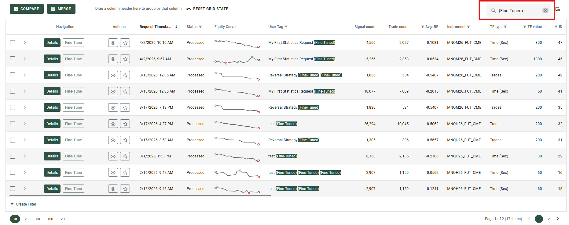Data Grid Search Example 1